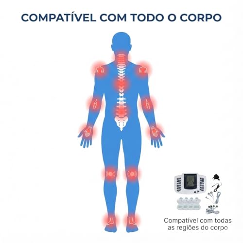 Aparelho Eletroestimulador TENS Portátil | 8 Modos Terapêuticos, Alívio de Dores Musculares, Fisioterapia em Casa, Seguro e Não Invasivo