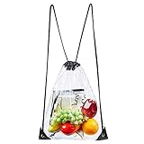 Clear Drawstring Bag - Clear Gym Drawstring Backpack for Stadium, Concert Fans, Travel and Works (Black)