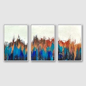 Framed Canvas Wall Art for Living Room, Bedroom Abstract Color Collage Pattern Canvas Prints for Home Decoration Ready to Hanging - 16"x24"x3 Panels