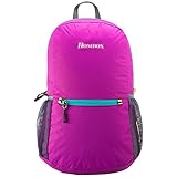 Homdox® Ultra Lightweight Packable Backpack Hiking Daypack Travelling Backpack / Handy Foldable Camping Outdoor Travel Cycling School Air Travelling Carry on Backpacking/ Durable Light Backpack for Men and Women - Ultralight and Handy - 22L- 6.8 OZ Only- 8 Colors Choices-Rose Red