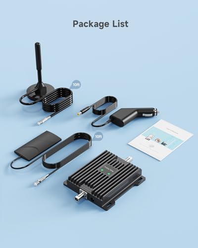 Cell Phone Signal Booster for Car, SUV and Truck | Boosts 5G 4G LTE Data & Volte for Verizon AT&T on Band 12/13/17 | Omni-Directional Roof Antenna Easy Installation | FCC Approved