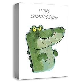 Canvas Wall Art-Cute Crocodile-Canvas Prints Home Artwork Decoration for Kids Bedroom,Living Room - 12x18 inches