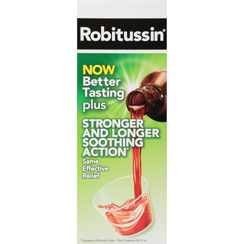 ROBITUSSIN COUGH AND CHEST CONGESTION DM, COUGH SUPPRESSANT AND EXPECTORANT, RASPBERRY FLAVOR – 8 FL OZ BOTTLE