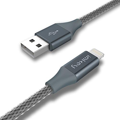 iPhone Cable , IMKEY Apple MFi Certified 10 Feet Braided Lightning to USB Cable for iPhone X / 8 / 8 Plus / 7 / 7 Plus / 6 / 6 Plus / 5 / 5S ,iPhone SE, iPad, iPod (Gray)