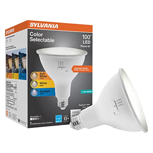Sylvania LED PAR38 Light Bulb, 100W = 15W, 3 CCT Select (2700K / 3000K / 5000K), 13 Year, Dimmable, 1100 Lumens, Wet Rated, Energy Star - 1 Pack (41383)