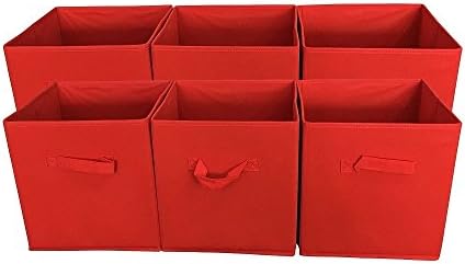 Storage Cube Basket Fabric Drawers are the perfect gift for your storage organizer, racks, closets, etc. Great way to organize your home (Red)