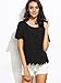 Romwe Women's Tops Casual Scallop Hem Short Sleeve Cute Blouse Tee Shirt Black S
