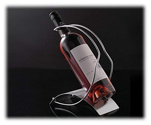 ASC Wine Bottle Holder Rack Brushed Steel Plate Wire holder open or sealed bottles