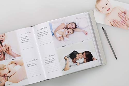 Pearhead My Baby Album, Baby Book Photo Keepsake for New and Expecting Parents, 50 Pages, Holds 200 6” x 4” Pictures, Gender-Neutral Baby Accessory, Classic Gray and White Polka Dot