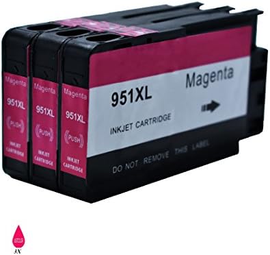 JUSTCOLOR 3 Pack Magenta Replacement for HP 950 XL 950XL 951 XL 951XL Ink Cartridges High Yield Compatible with HP Officejet Pro 8100 8600 8610 8620 8630 8640 8660 8615 8625 251dw 276dw (Magenta)