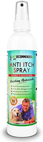 Vet Recommended - Anti-Itch Oatmeal &amp; Baking Soda Spray for Dogs. Hypoallergenic Calming of Skin. Helps Dry &amp; Allergy Dog Skin, Insect Bites &amp; Itchiness. Made in the USA (8oz/240ml)