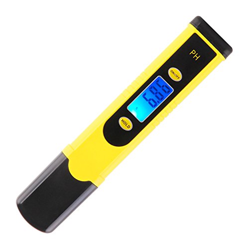 pH Meter, Jellas High Accuracy 0.01 Resolution Digital pH Meter pH Water Tester for Lab Use, Household Drinking Water, Swimming Pools, Hydroponics, Food Project Test. (Yellow)