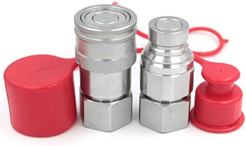 3/4" NPT Thread 5/8" Body Size ISO16028 Flat Face Skid Steer Quick Connector Couplings Couplers Female and Male Set With Dust Caps 1 Set