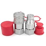 3/4" NPT Thread 5/8" Body Size ISO16028 Flat Face Skid Steer Quick Connector Couplings Couplers Female and Male Set With Dust Caps 1 Set