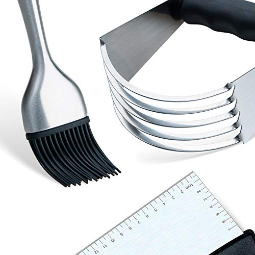 Dough Blender Dough Scraper Pastry Brush/Songway 3 in 1 Stainless Steel Kitchen Tools Set/Pastry Cutter Chopper Set for Kitchen Baking Barbecue