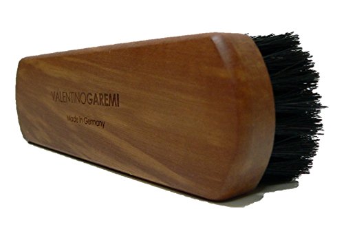 Valentino Garemi Premium Shoe Shine Brush- Brilliant Outcome Polisher- Genuine Horse Hair- Made in Germany- Dark Bristles