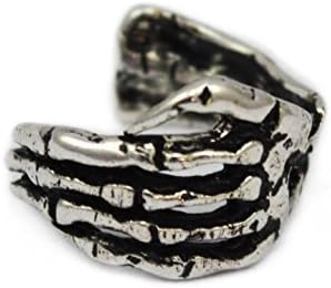 New Silver Plated Zombie Skeleton Skull Hand Ear Cuff Clip-ON Punk Gothic Earring UK Seller