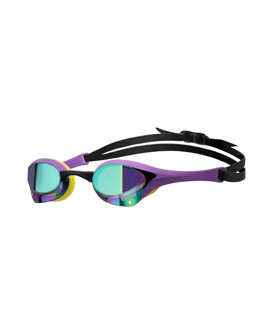 ARENA Unisex Cobra Ultra Swipe Racing Swim Goggles for Adult Men Women Anti-Fog Technology Polycarbonate Hard Mirrored Lens Professional Athlete Gear, Emerald/Plum/Cyber Lime Image