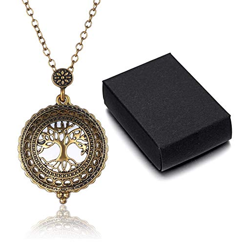 Magnifying Glass Necklace for Women, Tree of Life Necklace for Women, Vintage Long Necklace with 5X Magnifying Glass Christmas Birthday Mothers Day Gifts for Mom Grandma