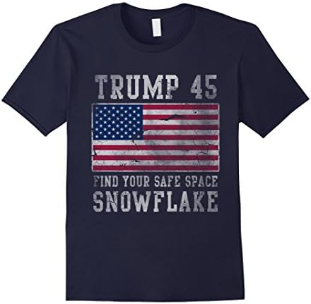 Mens Trump 45 Find Your Safe Space Snowflake Shirt Large Navy