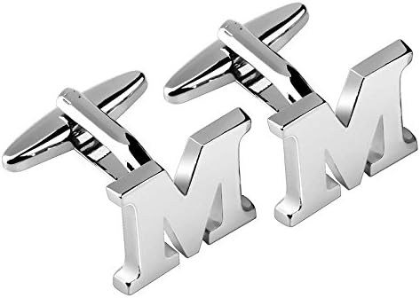 The Connect - "M" Silver Alphabet Initial Letter Cufflinks Mens Suits Business