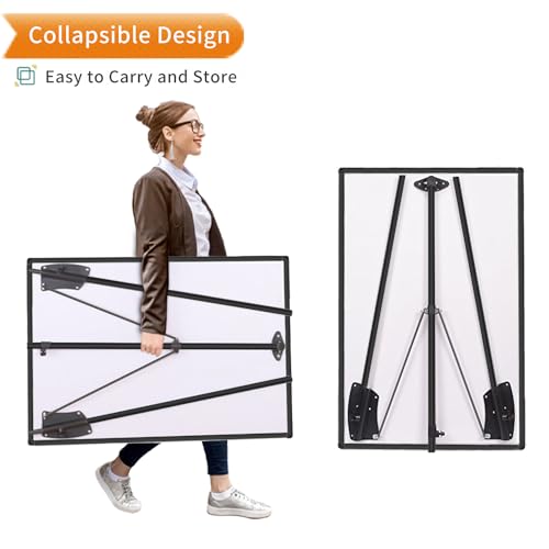 VIZ-PRO Magnetic Whiteboard Easel Black, 36 x 24 Inches, Portable Dry Erase Board Height Adjustable for School Office and Home