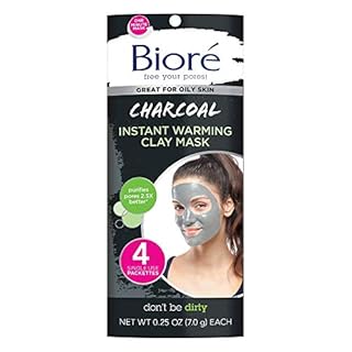 Biore Charcoal Instant Warming Clay Mask For Oily Skin 4 Count With Natural Charcoal To Deep Clean Dermatologist Tested Oil Free Vegan Friendly Cruelty Free Paraben Free Packaging May Vary B00g7u29kq
