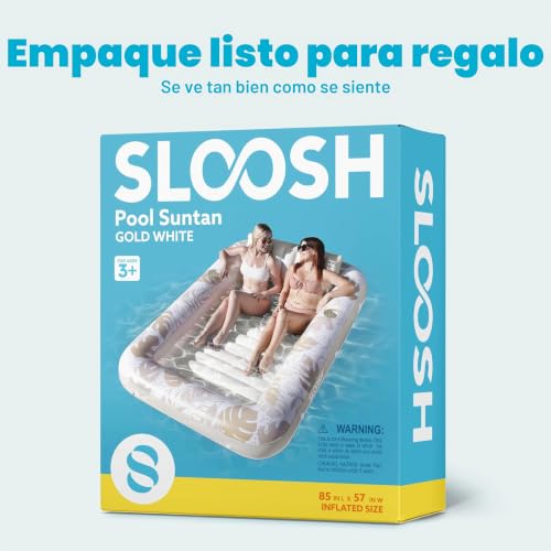 SLOOSH Inflatable Tanning Pool Float, 70"x46" Pool Floats for Adults with Pillow, 4 in 1 Float Tanning Raft, Sunbathing Bed for Sunbathing for Sunbathing for
