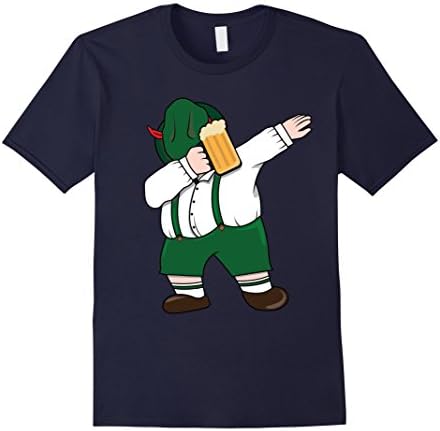 Mens Lederhosen Dabbing German T-Shirt Funny Oktoberfest Shirt Large Navy