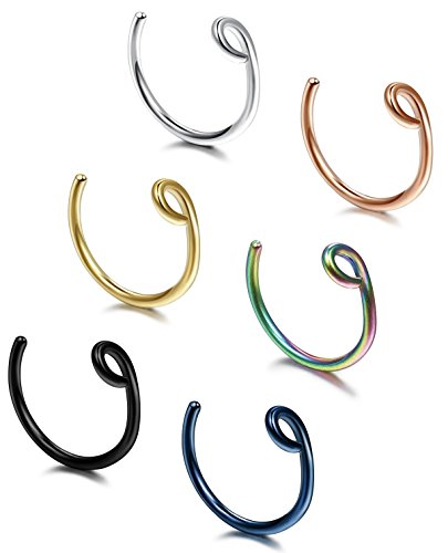 Jstyle 6 pcs non pierced stainless steel clip on closur…