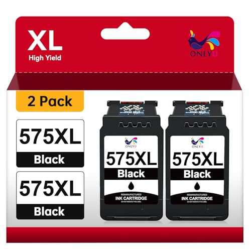 ONLYU PG-575XL PG 575 575XL Cartucho de Tinta para Canon 575 XL PG575XL Cartucho Compatible con Canon PIXMA TS3750i, TS3751i, TR4756i, TS3550i, TR4755i, TS3551i, TS3752i, TR4750i TR4751i (2 Negros)