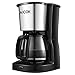 Aicok 10-Cup Thermal Coffeemaker, Drip Coffee Maker with Permanent Coffee Filter, Glass Coffee Pot, Stainless Steel, Black
