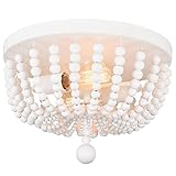 ALICE HOUSE 14.1" Flush Mount Light, White Wood