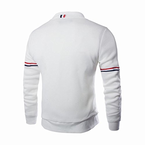 Canserin Hot Sale! Men Jacket, Mens Autumn Winter Decorative Ribbon Leisure Jacket Casual Stand Collar Zipper Coat (S, White) - Thumbnail 2