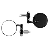 Bar End Convex Mirrors Inceased CNC Billet Side Rear View Mirrors for Motorcycle Honda Kawasaki Suzuki Yamaha Ducati KTM Harley Davidson BMW Victory Indian Aprilia Buell Triumph (SM001BK)