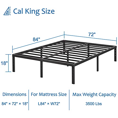 COMASACH 18 Inch Tall Metal California King Bed Frame with Maximum