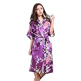 Harvest Womens Long Fashion Kimono Robe with Peacock and Blossoms