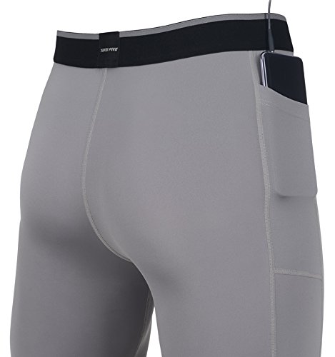 Take Five Men's Side Pockets Cool Dry Tights UV Protection Compression Baselayer Cycling Yoga Leggings (Z807, L) - Thumbnail 4