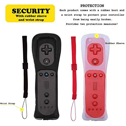 ZeroStory 2 Packs Wireless Controller and Nunchuck Joystick for Nintendo Wii and Wii U Console, Gamepad with Protective Silicone Case and Wrist Strap (Black and Red) - Thumbnail 5
