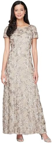 alex evenings women's long sequin dress with flutter sleeves Alex Evenings Regular