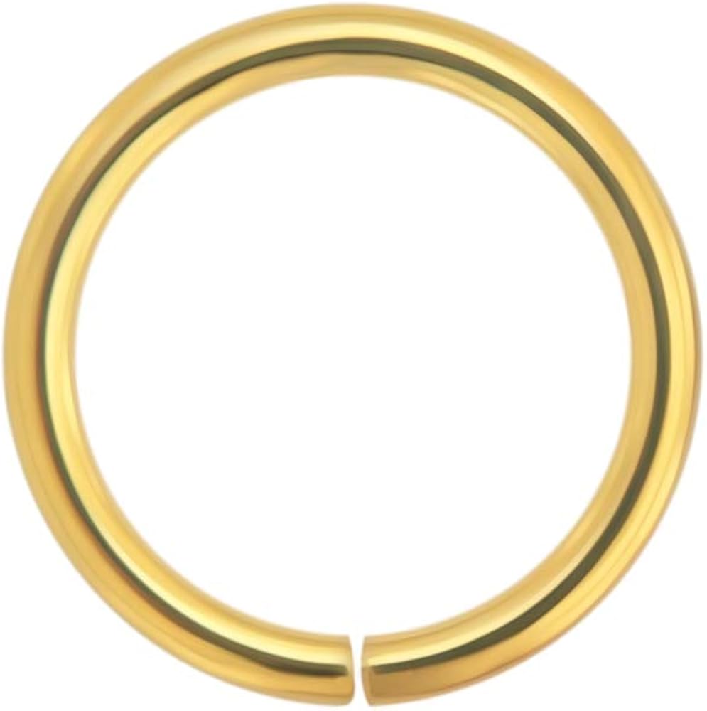 AZARIO LONDON 14K Solid Gold 18 Gauge Seamless Continuous Open Hoop Nose Ring Piercing Jewellery