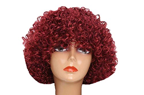 Unisex Clown Wig Circus Funny Fancy Party Dress Accessory Afro Stag Do Fun Joker (Deep Red)