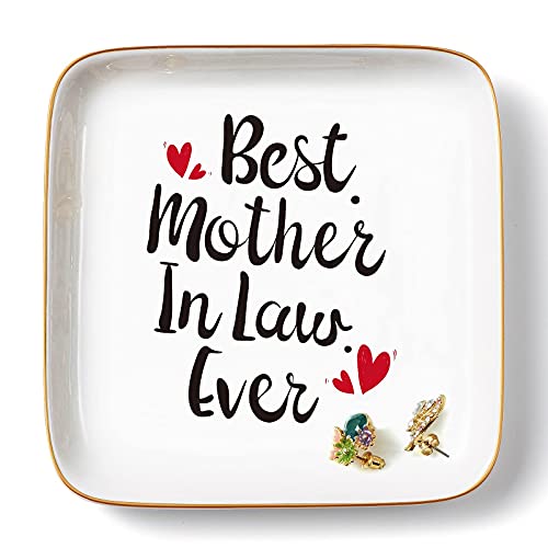 Titanape Mother in Law Gifts -Best Mother In Law Ever Trinket Ring Dish, Mothers Day Gifts for Mother in Law Birthday Gifts for Mother of The Groom/Bride, Mom Stepmum Wedding Christmas Gifts
