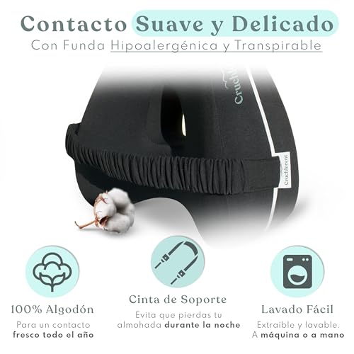 Cruchlorent Black Heart Leg Pillow - 100% Cotton - Designed for Side Sleepers - Supports up to 95 kg - Fights Back, Hip and Knee Pain