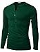 Doublju Mens Basic Slim Fit Long Sleeve Henley Shirts DEEPGREEN L