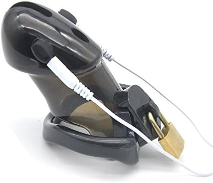 KTdbaq Locking Chasti-ty Electric Shock Male Chasti-ty Device Electro for Men Lock Black