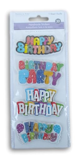 Happy Birthday Stickers - 3D Handmade Birthday Banners Stickers for Crafts & Scrapbooks - 4 Pieces