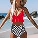 Women’s Swimsuit Mlide Sexy Two Pieces V-Neck Ruffle Bikini Set High Waist Printed Swimwear Redthumb 3