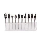 Yosoo One Set 10 Tungsten Steel Carbide Burrs for Dremel Rotary Tool Drill Bit