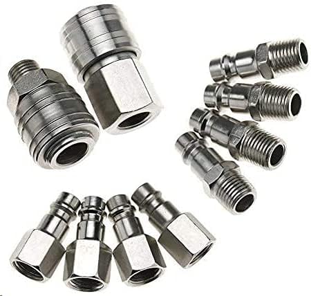 Noosverl 10 pcs Air Line Couplings Euro Airline Hose Compressor Fitting 1/4 "BSP Compressed Air line Connectors and Plug Kit Couplings Connector Male Female — image 1